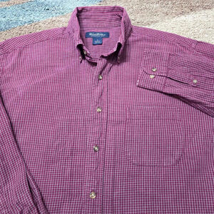 Brooks Brothers Men’s M Button Down Shirt Red White Plaid Cotton Vintage